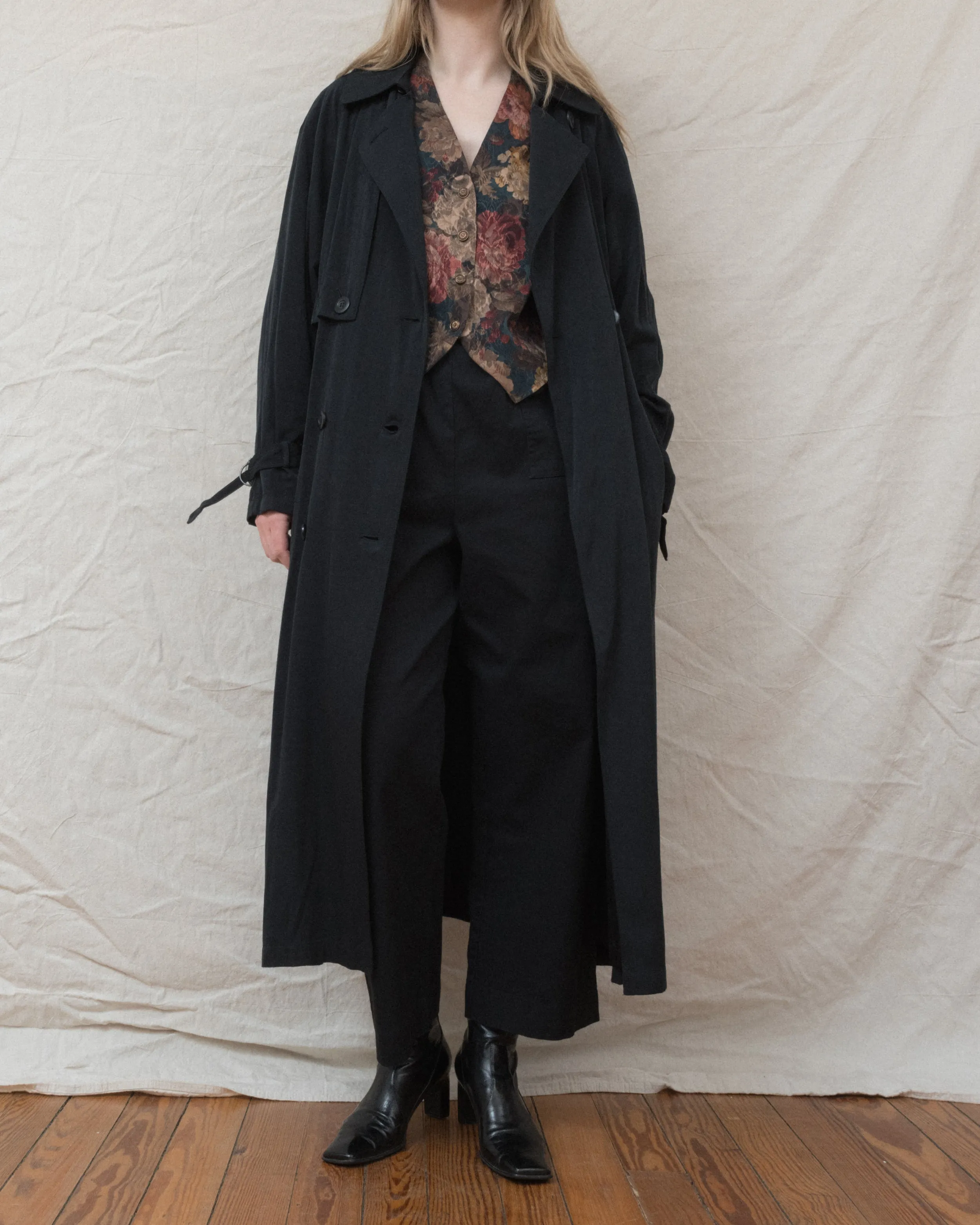 Vintage Black Trench Coat (S/M)