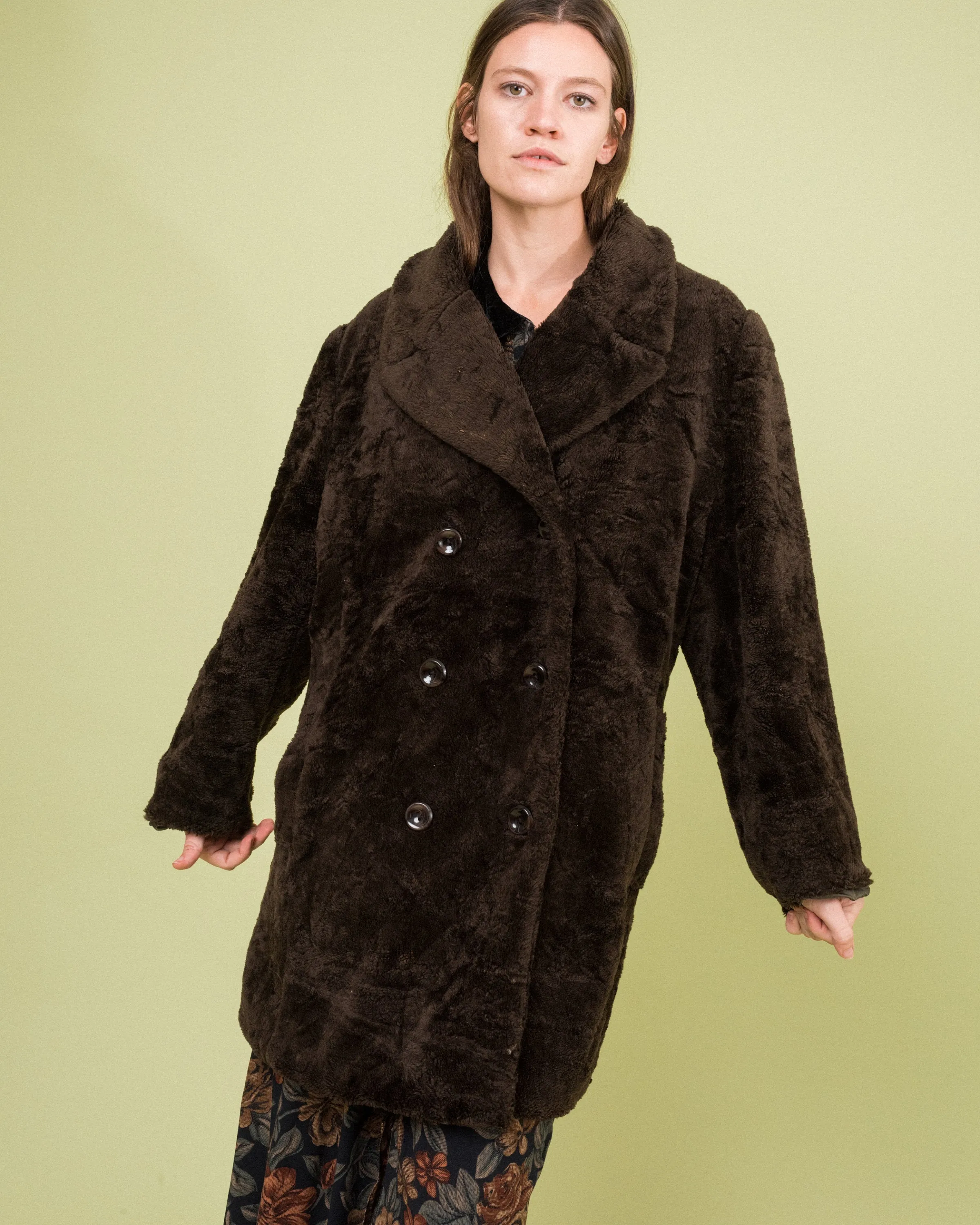 Vintage Chocolate Plush Coat (S/M)