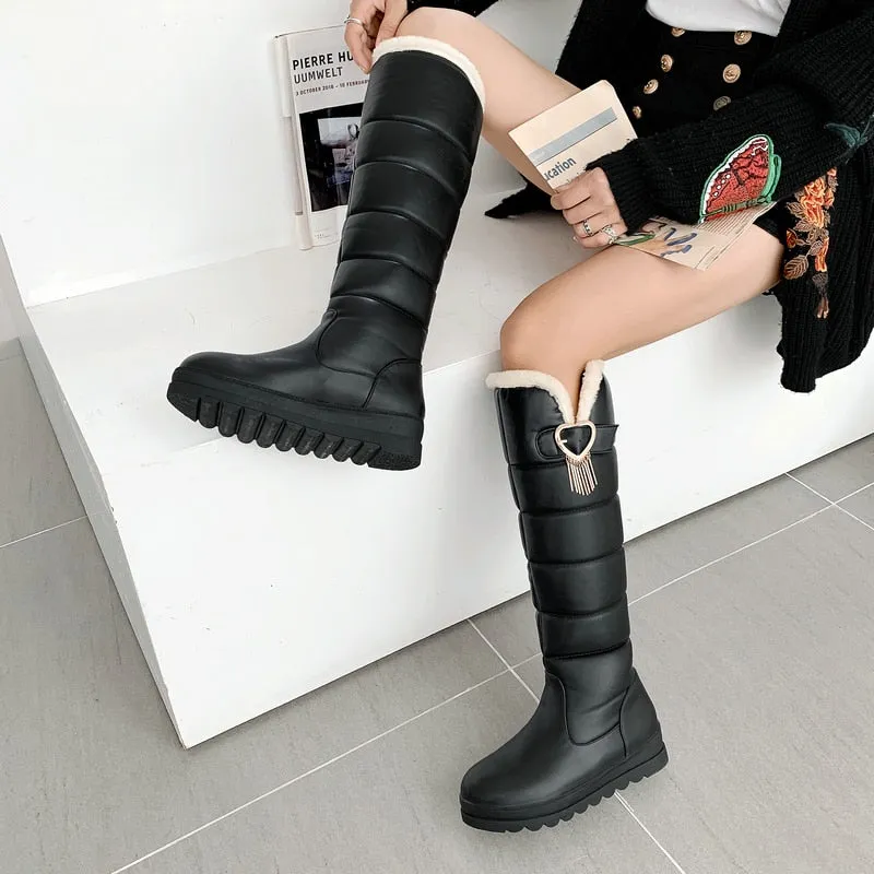 Women's Sexy Winter Warm Slim Thick Sole Knee High Platform Boots