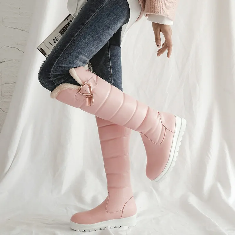 Women's Sexy Winter Warm Slim Thick Sole Knee High Platform Boots