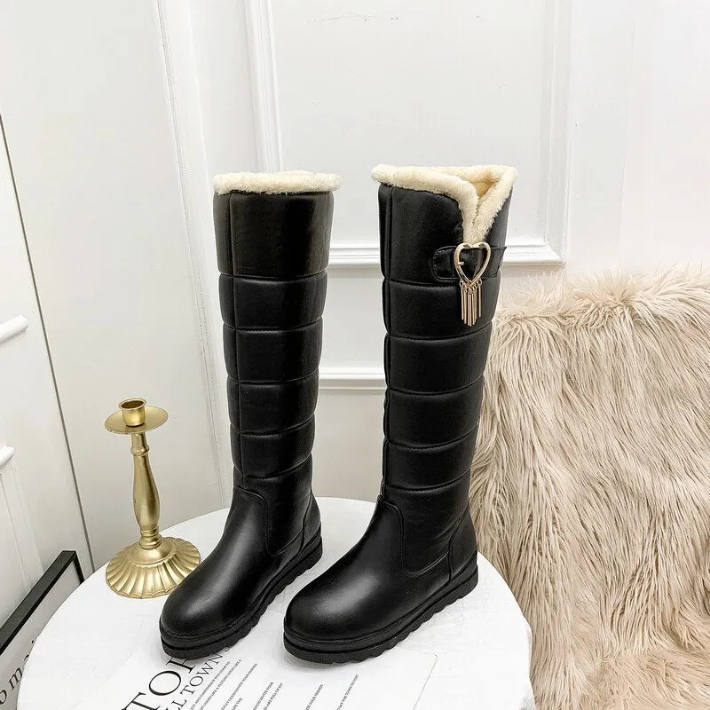 Women's Sexy Winter Warm Slim Thick Sole Knee High Platform Boots