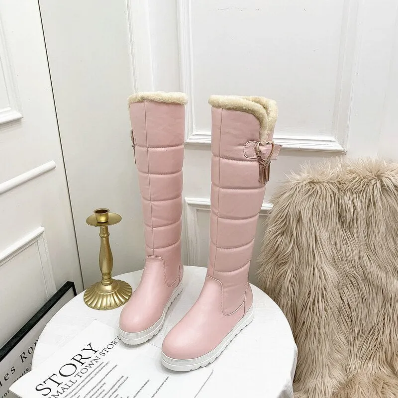 Women's Sexy Winter Warm Slim Thick Sole Knee High Platform Boots