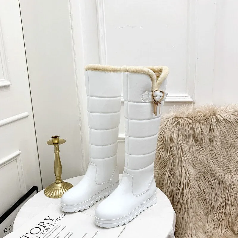 Women's Sexy Winter Warm Slim Thick Sole Knee High Platform Boots