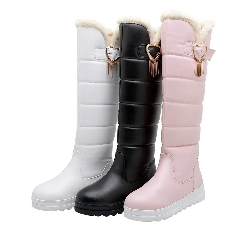 Women's Sexy Winter Warm Slim Thick Sole Knee High Platform Boots