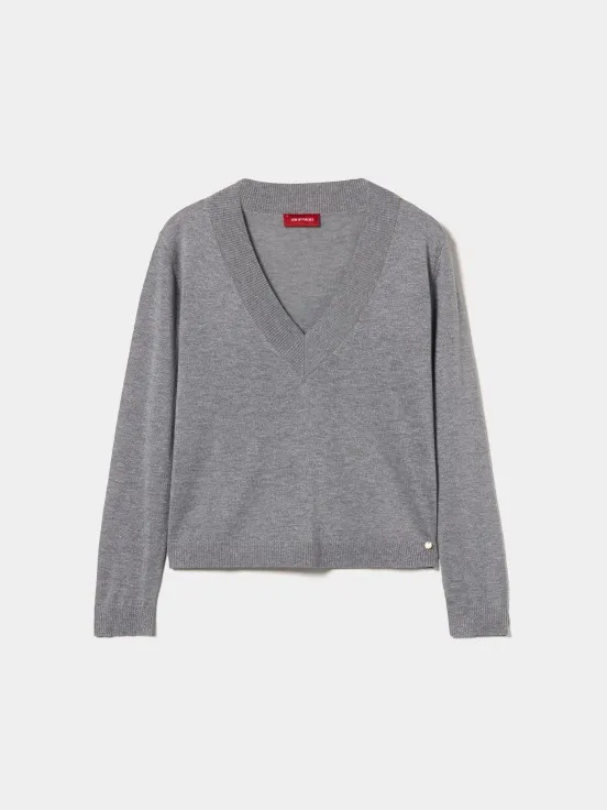 Wool blend V-neck sweater