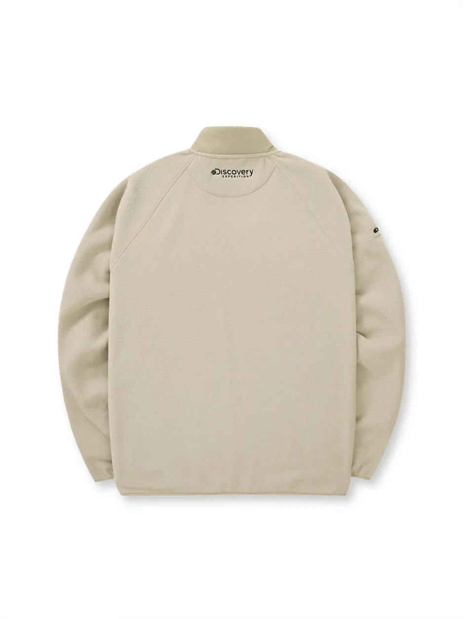 Woven Hybrid Fleece Jacket Beige